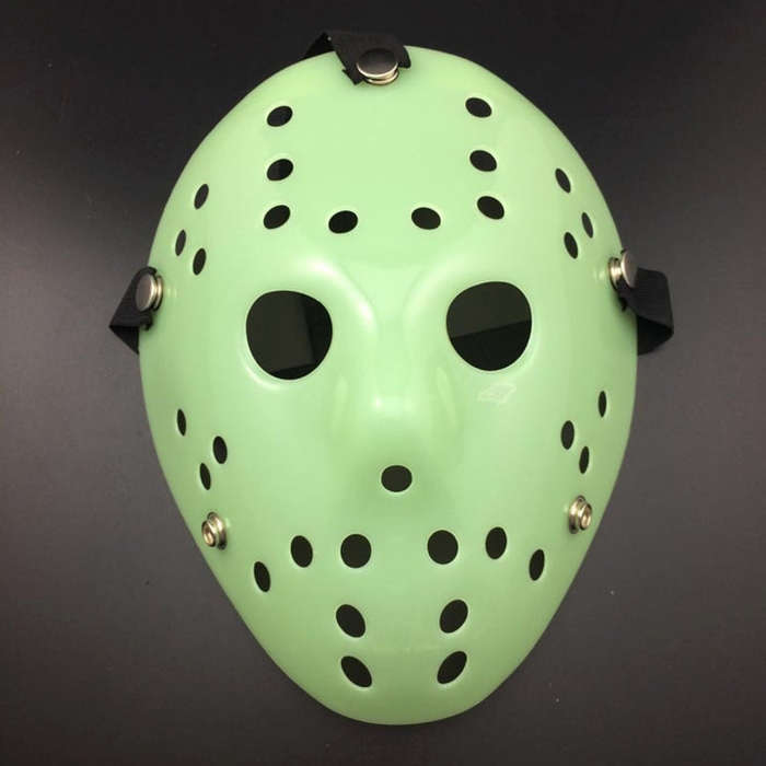 Halloween Party Cool Thicken Jason Mask, Fluorescent Green, Gold, Red + White, Silver