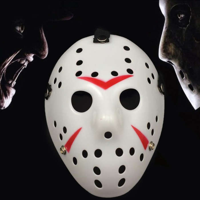 Halloween Party Cool Thicken Jason Mask, Fluorescent Green, Gold, Red + White, Silver
