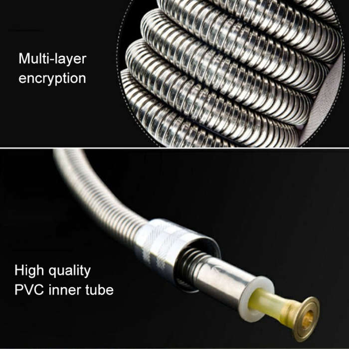 3m Flexible Stainless Steel Showerhead Hose Pipe Double Interlock Copper Interface Anti Burst Bat...