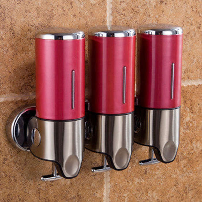 Triple Hotel Shower Manual Dispenser Wall Mounted Washing Liquid Shampoo Soap Bottle, Capacity: 1...