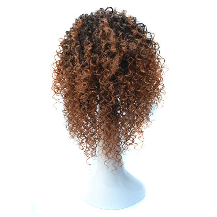 European and American Black Gradient Light Brown Wig Headgear with Short and Small Curly Hair for...
