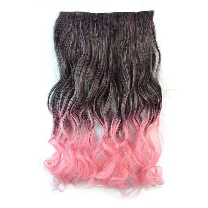 One-piece Seamless Hair Extension Piece Color Gradient Large Wave Long Curling Clip Type Hairpiec...
