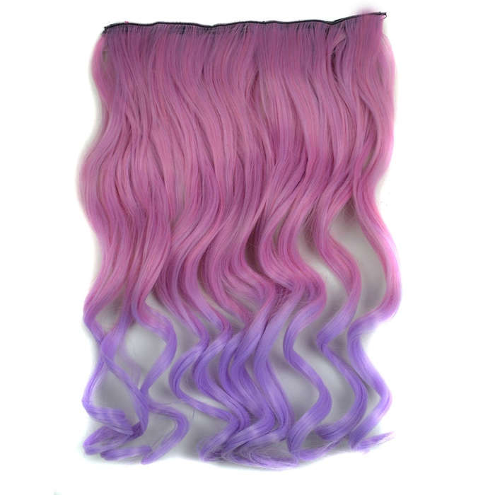One-piece Seamless Hair Extension Piece Color Gradient Large Wave Long Curling Clip Type Hairpiec...