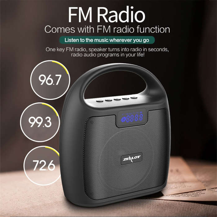 ZEALOT S42 Portable FM Radio Wireless Bluetooth Speaker with Built-in Mic, Support Hands-Free Cal...