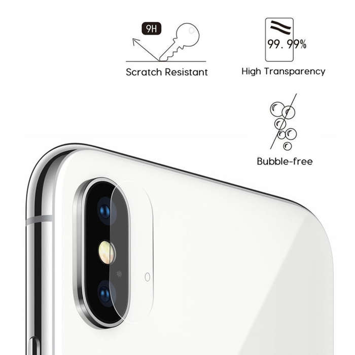 For iPhone X ENKAY Hat-Prince 0.2mm 9H Hardness 2.15D Curved Explosion-proof Rear Camera Lens Pro...