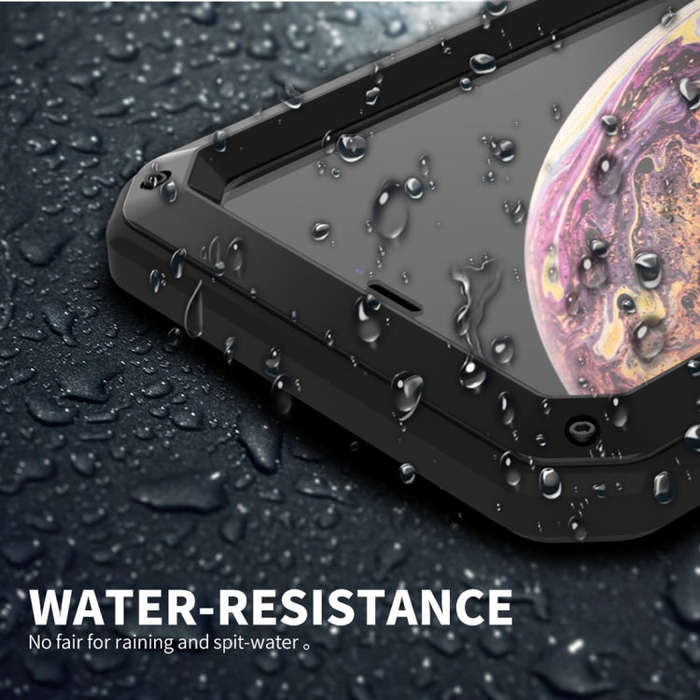 For iPhone XS Max Waterproof Dustproof Shockproof Aluminum Alloy + Tempered Glass + Silicone Case...