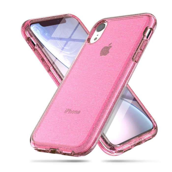 For iPhone XR Shockproof Terminator Style Glitter Powder Protector Case, iPhone XR (Pink), iPhone...