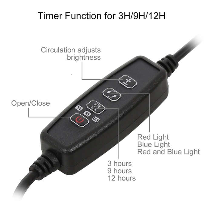 30W Triple Heads Adjustable Spectrum Timing LED Lamp for Plant Growth Lighting, USB Plug DC 5V, 30W