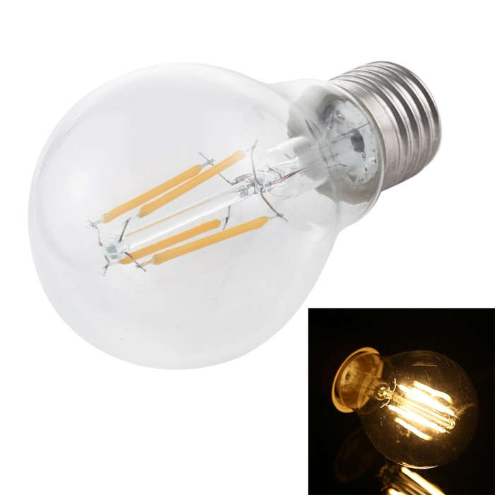 A60 E27 4W 4 LEDs 450 LM Retro Dimming LED Filament Light Bulb Energy Saving Light, AC 220V, 4W W...