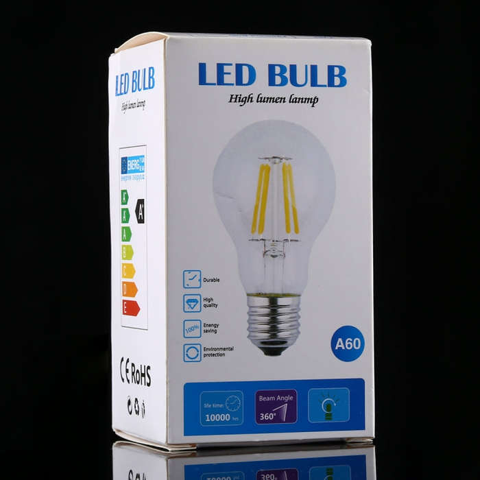 A60 E27 4W 4 LEDs 450 LM Retro Dimming LED Filament Light Bulb Energy Saving Light, AC 220V, 4W W...