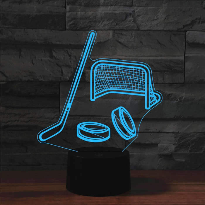 Ice Hockey Shape 3D Colorful LED Vision Light Table Lamp, Charging Touch Version, Charging Touch ...