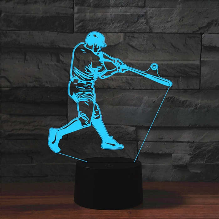 Playing Baseball Shape 3D Colorful LED Vision Light Table Lamp, USB Touch Version, USB Touch Version