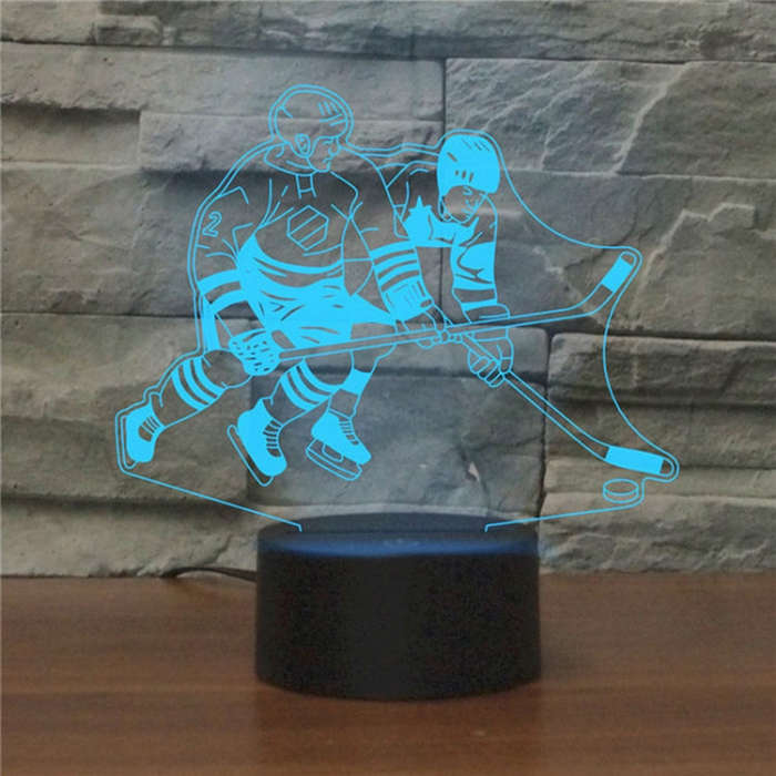 Playing Ice Hockey Shape 3D Colorful LED Vision Light Table Lamp, Charging Touch Version, Chargin...