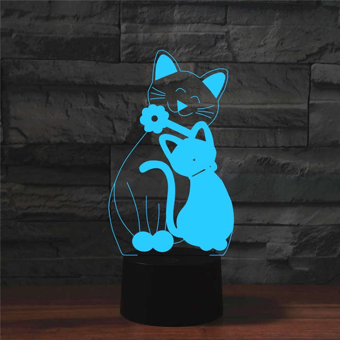 Cat Shape 3D Colorful LED Vision Light Table Lamp, 16 Colors Remote Control Version, 16 Colors Re...