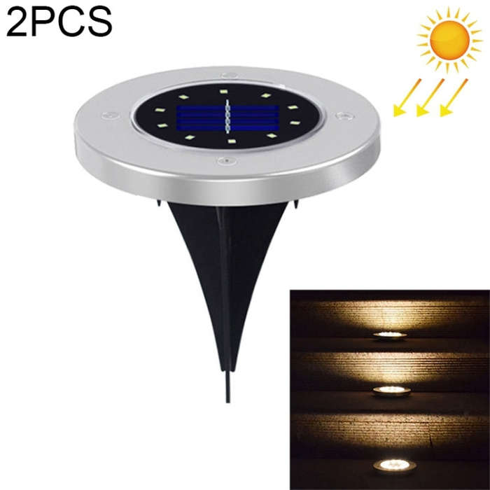 2 PCS 10 LEDs Solar Powered Buried Light Under Ground Lamp IP65 Waterproof Outdoor Garden Street ...