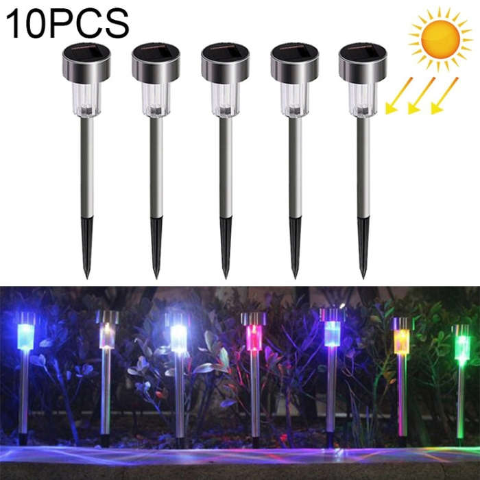 10 PCS Solar Energy Outdoor Lawn Lamp Stainless Steel IP65 Waterproof LED Decorative Garden Light