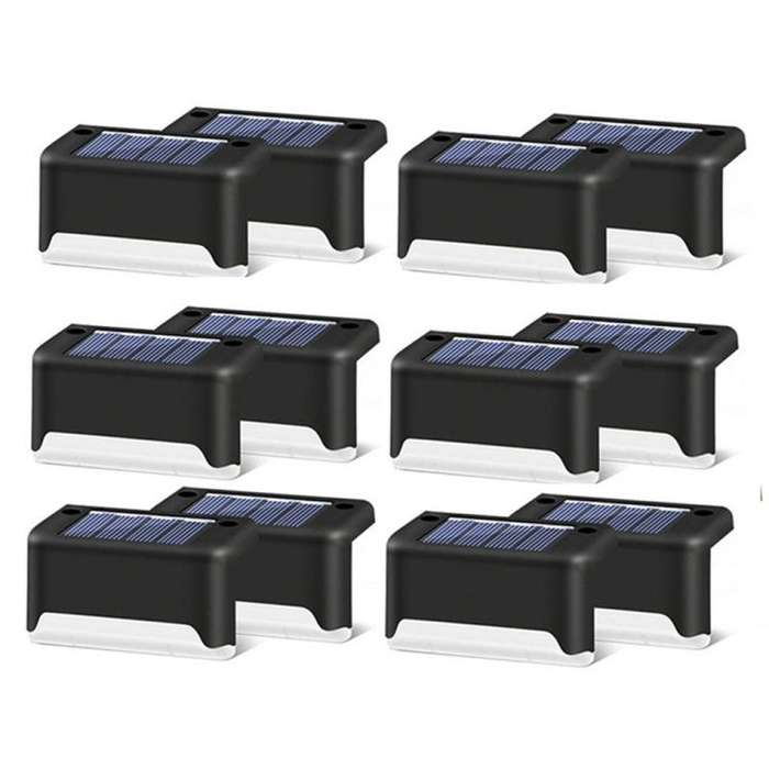 12 PCS Solar Powered LED Outdoor Stairway Light IP65 Waterproof Garden Lamp, Warm White Light, 12...