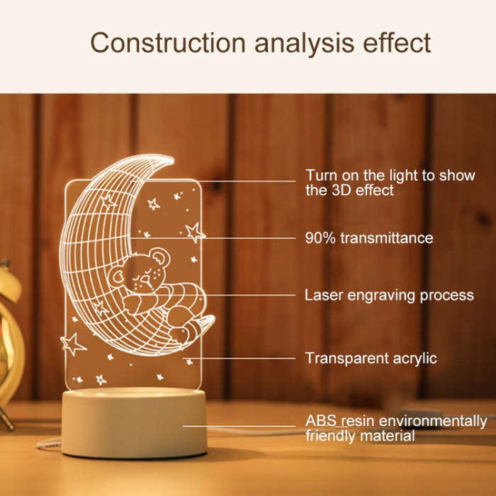 Spaceship Shape Creative Crack Touch Dimming 3D Colorful Decorative Night Light, Spaceship Shape