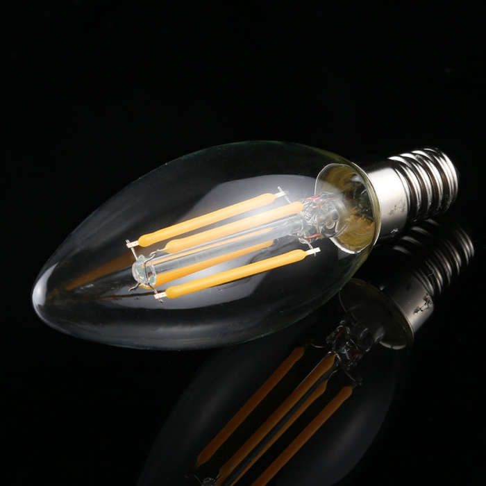 C35 E14 4W 4 LEDs 300 LM 3000K Dimmable Retro LED Filament Light Bulb Energy Saving Light, AC 220...