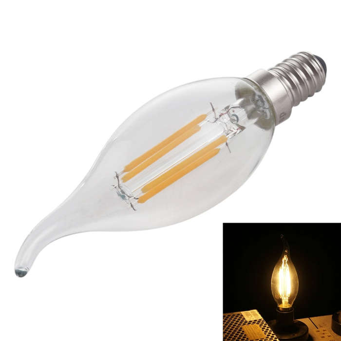C35 E14 4W 4 LEDs 300 LM 3000K Dimmable Retro LED Filament Light Bulb Energy Saving Light, AC 220...