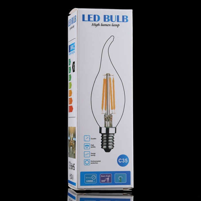 C35 E14 4W 4 LEDs 300 LM 3000K Dimmable Retro LED Filament Light Bulb Energy Saving Light, AC 220...