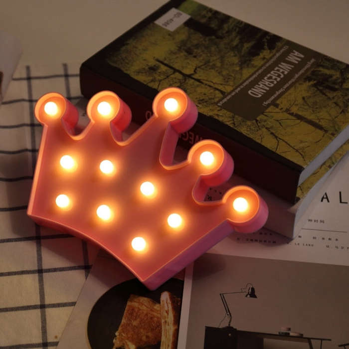 2 x AA Batteries Powered Party Festival Table Wedding Lamp Night Light, Small Crown(Pink), Small ...