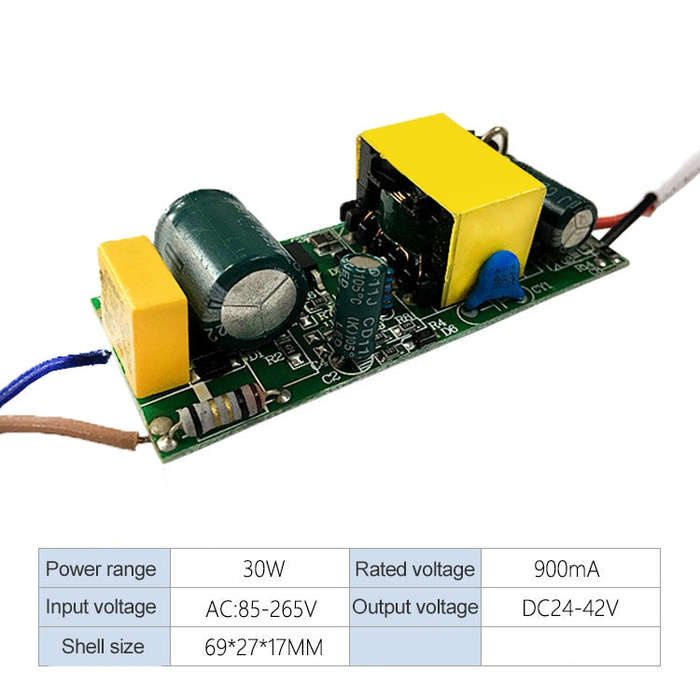30W LED Driver Adapter Isolated Power Supply AC 85-265V to DC 24-42V, 30W