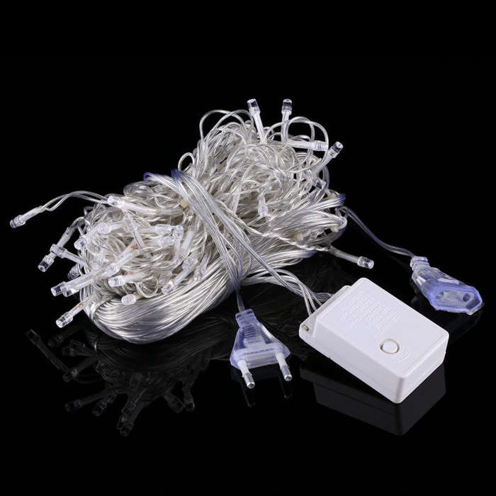 96 LEDs Little Ice Bars String Light with End Joint & Multi-function Controller, EU Plug, AC 220V...