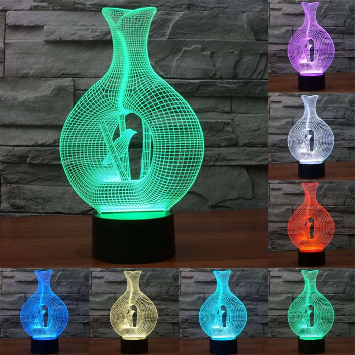 7 Color Discoloration Creative Visual Stereo Lamp Desk Lamp Night Light, Bird In The Cage Style