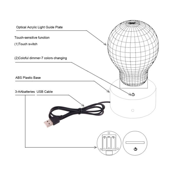 7 Color Discoloration Creative Visual Stereo Lamp Desk Lamp Night Light, Electric Guitar Shape
