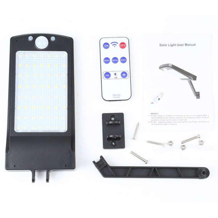 12W 56LEDs SMD 2835 Home Outdoor IP65 Waterproof Remote Control Solar Wall Light Human Body Senso...