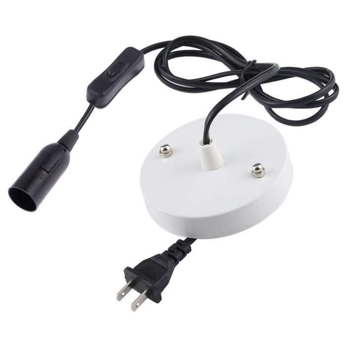 E14 Wire Cap Lamp Holder Chandelier Power Socket with Switch & Base & 1.5m Extension Cable, US Pl...
