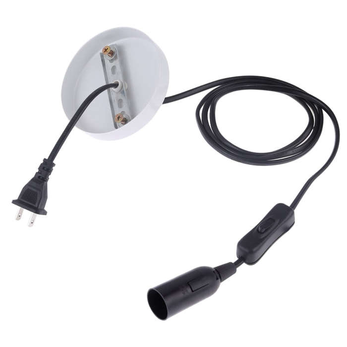 E14 Wire Cap Lamp Holder Chandelier Power Socket with Switch & Base & 1.5m Extension Cable, US Pl...