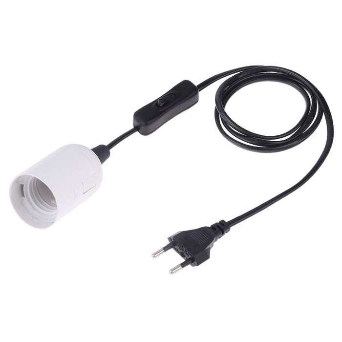 E27 Wire Cap Switch Lamp Holder Chandelier Power Socket with 1.2m Extension Cable, Small UK Plug,...
