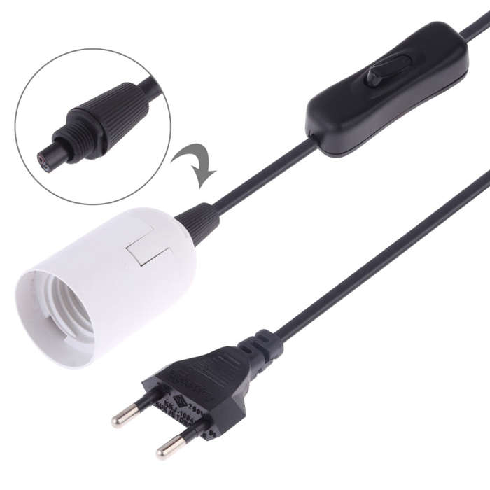 E27 Wire Cap Switch Lamp Holder Chandelier Power Socket with 1.2m Extension Cable, Small UK Plug,...