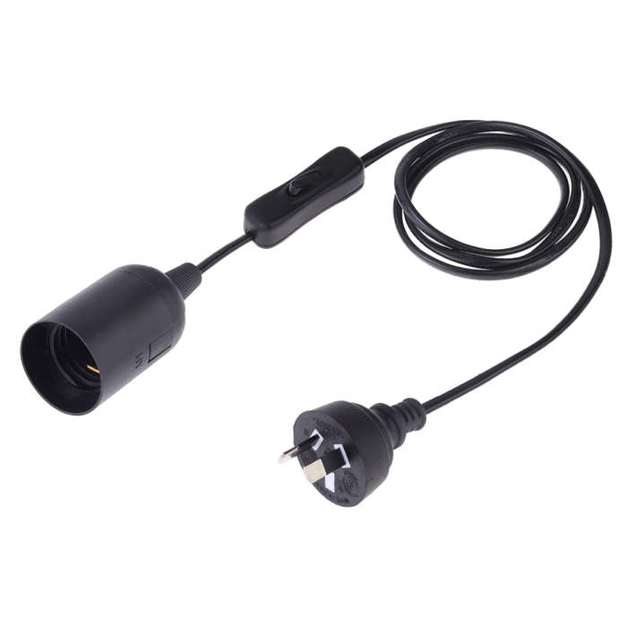 E27 Wire Cap Switch Lamp Holder Chandelier Power Socket with 1.2m Extension Cable, Small UK Plug,...