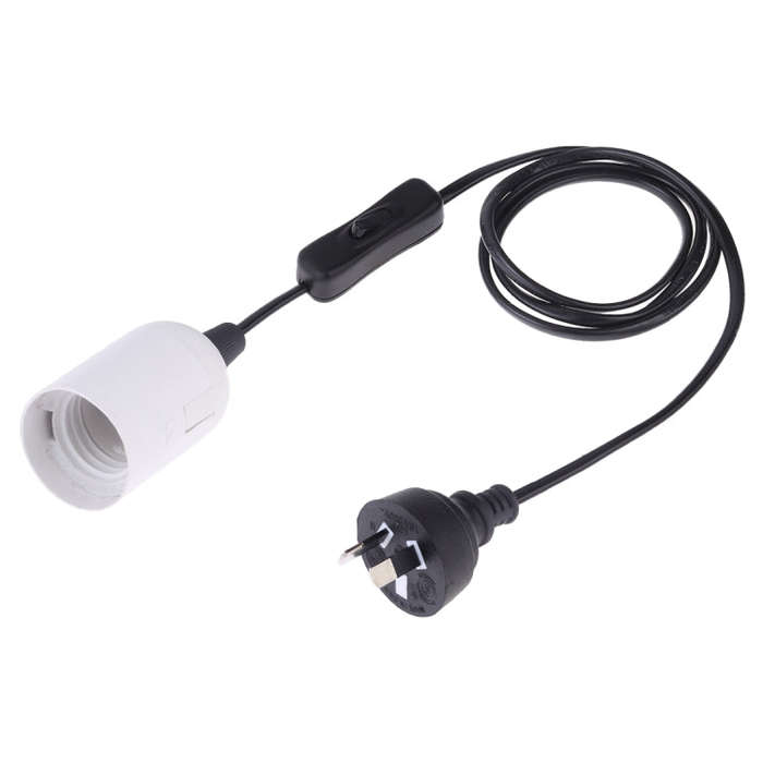 E27 Wire Cap Switch Lamp Holder Chandelier Power Socket with 1.2m Extension Cable, Small UK Plug,...