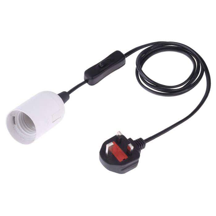 E27 Wire Cap Switch Lamp Holder Chandelier Power Socket with 1.2m Extension Cable, Small UK Plug,...