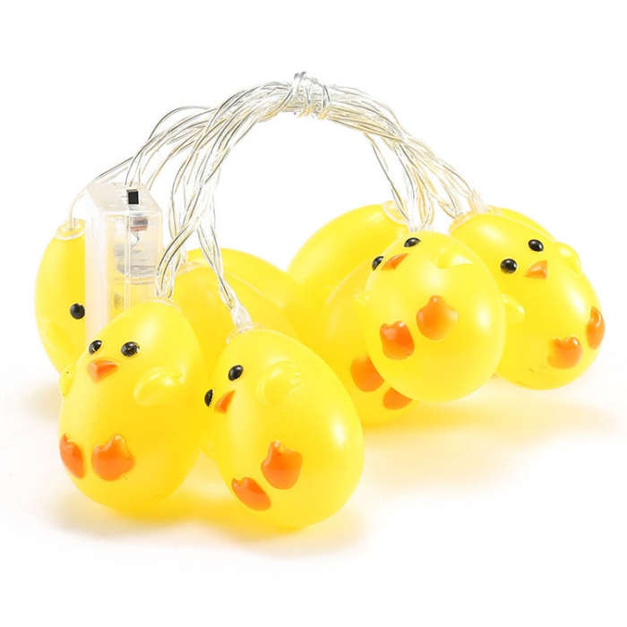 Cute Yellow Chicken Type 1.5m 10 LEDs Battery Decorative Lamp Easter Holiday Household Party Deco...