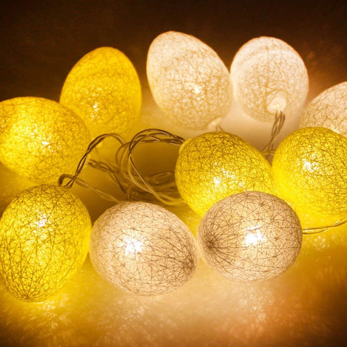 3.5m 110V 20 LEDs Cotton Thread Colour Egg Lamp String Easter Holiday Party Household Decorative ...