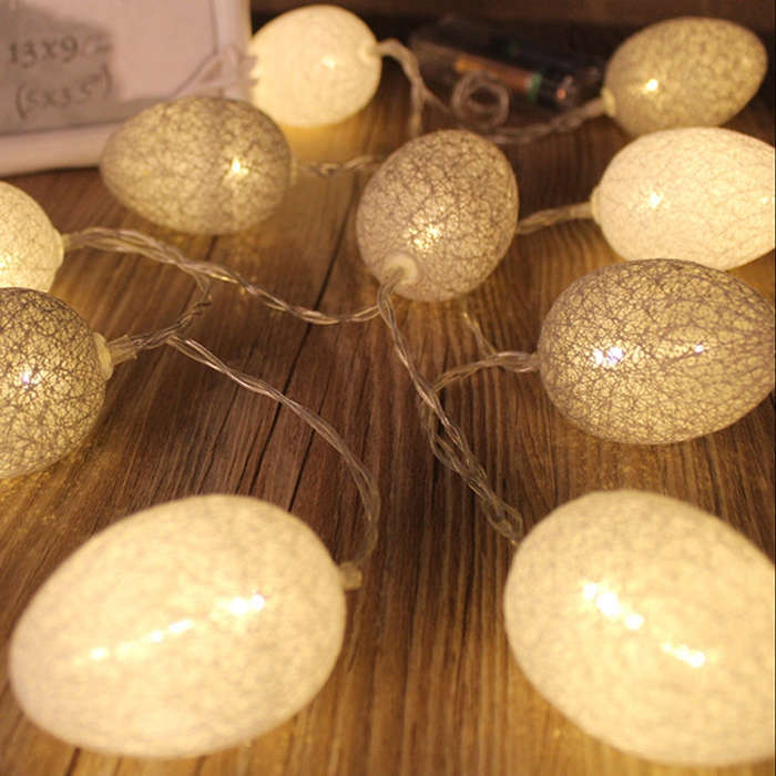 Battery Powered 1.8m 10 LEDs Cotton Thread Colour Egg Lamp String Easter Holiday Party Household ...