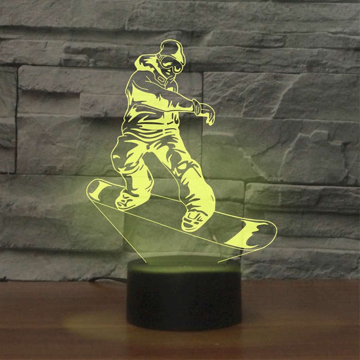 Skate Boy Shape 3D Colorful LED Vision Light Table Lamp, Charging Touch Version, Charging Touch V...