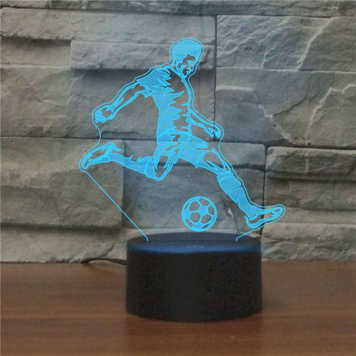 Play Football Black Base Creative 3D LED Decorative Night Light, Rechargeable with Touch Button, ...