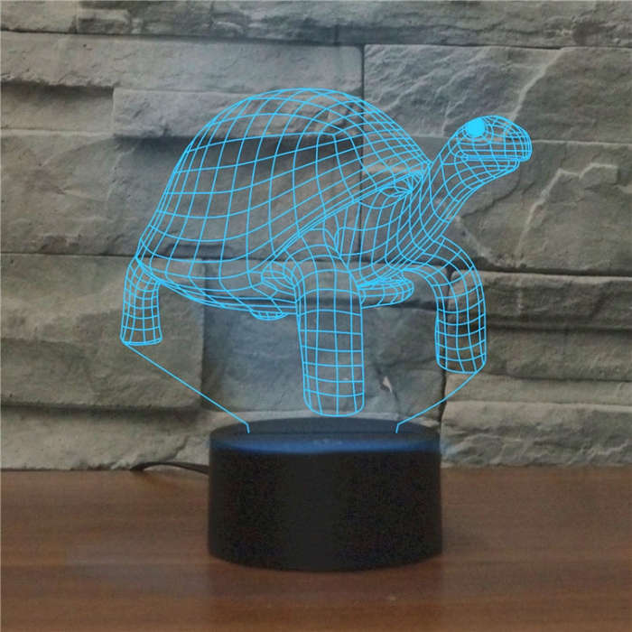 Tortoise Black Base Creative 3D LED Decorative Night Light, 16 Color Remote Control Version, 16 C...