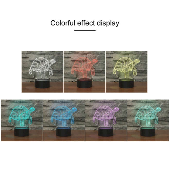 Tortoise Black Base Creative 3D LED Decorative Night Light, 16 Color Remote Control Version, 16 C...