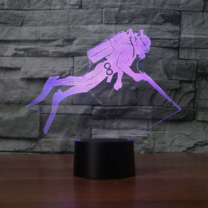 Diving Black Base Creative 3D LED Decorative Night Light, Powered by USB and Battery, Powered by ...