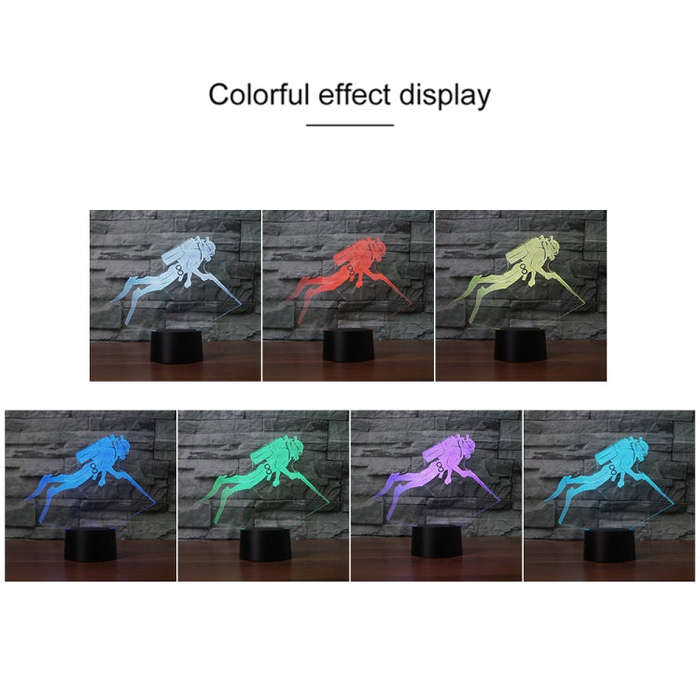 Diving Black Base Creative 3D LED Decorative Night Light, Powered by USB and Battery, Powered by ...