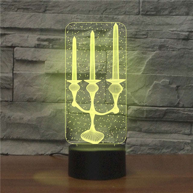 Candlestick Black Base Creative 3D LED Decorative Night Light, Powered by USB and Battery, Powere...