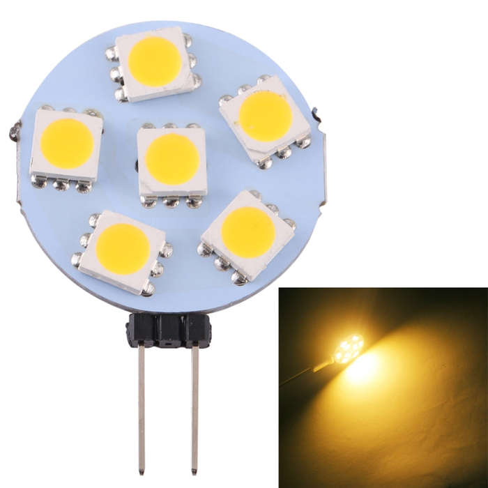 G4 6 LEDs SMD 5050 72LM 2800-3200K Stepless Dimming Energy Saving Light Pin Base Lamp Bulb, DC 12...
