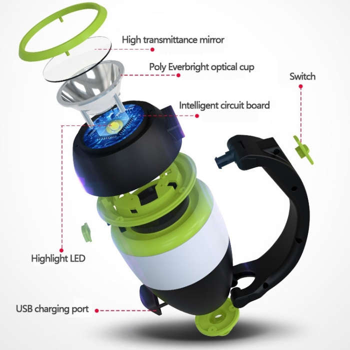 L001 5W USB Charging Hand-held LED Camping Lamp with Power Bank Function(Green), LED6908, LED6908...
